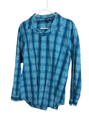 Blue Plaid Long-Sleeve Men's Shirt